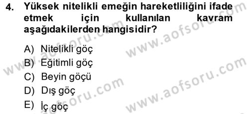 Çalışma Ekonomisi 2 Dersi 2014 - 2015 Yılı (Vize) Ara Sınav Soruları 4. Soru