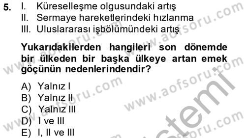 Çalışma Ekonomisi 2 Dersi 2014 - 2015 Yılı (Vize) Ara Sınav Soruları 5. Soru