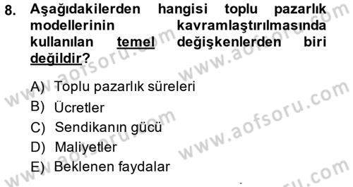 Çalışma Ekonomisi 2 Dersi 2014 - 2015 Yılı (Vize) Ara Sınav Soruları 8. Soru