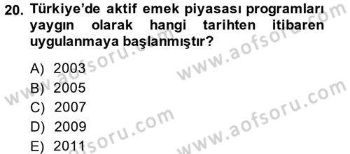 Çalışma Ekonomisi 2 Dersi 2014 - 2015 Yılı (Final) Dönem Sonu Sınav Soruları 20. Soru