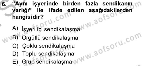 Çalışma Ekonomisi 2 Dersi 2014 - 2015 Yılı (Final) Dönem Sonu Sınav Soruları 6. Soru