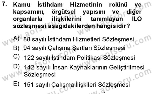 Çalışma Ekonomisi 2 Dersi 2014 - 2015 Yılı (Final) Dönem Sonu Sınav Soruları 7. Soru