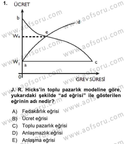 Çalışma Ekonomisi 2 Dersi 2015 - 2016 Yılı (Vize) Ara Sınav Soruları 1. Soru