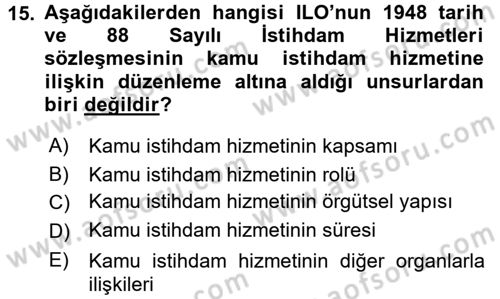 Çalışma Ekonomisi 2 Dersi 2015 - 2016 Yılı (Vize) Ara Sınav Soruları 15. Soru