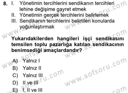 Çalışma Ekonomisi 2 Dersi 2015 - 2016 Yılı (Vize) Ara Sınav Soruları 8. Soru