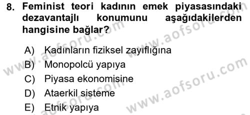 Çalışma Ekonomisi 2 Dersi 2015 - 2016 Yılı (Final) Dönem Sonu Sınav Soruları 8. Soru
