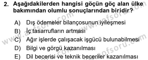 Çalışma Ekonomisi 2 Dersi 2016 - 2017 Yılı (Vize) Ara Sınav Soruları 2. Soru