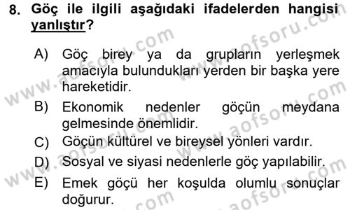 Çalışma Ekonomisi 2 Dersi 2016 - 2017 Yılı (Vize) Ara Sınav Soruları 8. Soru