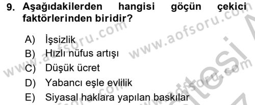 Çalışma Ekonomisi 2 Dersi 2016 - 2017 Yılı (Vize) Ara Sınav Soruları 9. Soru