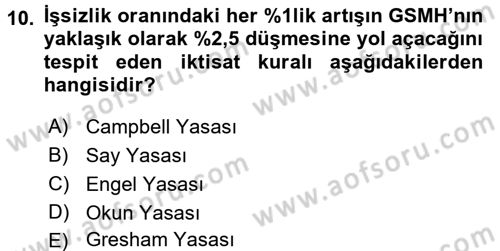 Çalışma Ekonomisi 2 Dersi 2016 - 2017 Yılı (Final) Dönem Sonu Sınav Soruları 10. Soru