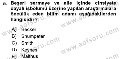 Çalışma Ekonomisi 2 Dersi 2016 - 2017 Yılı (Final) Dönem Sonu Sınav Soruları 5. Soru