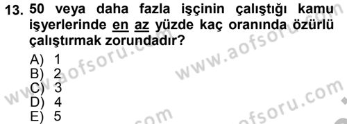 Çalışma İlişkileri Dersi Ara Sınavı Deneme Sınav Soruları 13. Soru