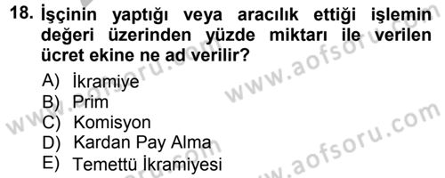 Çalışma İlişkileri Dersi Ara Sınavı Deneme Sınav Soruları 18. Soru