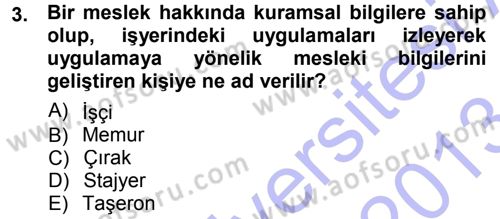 Çalışma İlişkileri Dersi 2012 - 2013 Yılı (Final) Dönem Sonu Sınav Soruları 3. Soru
