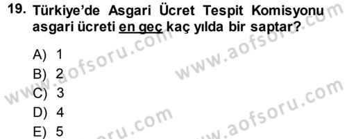 Çalışma İlişkileri Dersi Ara Sınavı Deneme Sınav Soruları 19. Soru