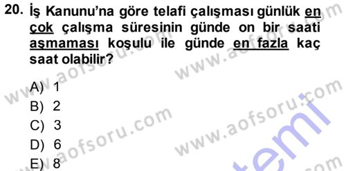 Çalışma İlişkileri Dersi Ara Sınavı Deneme Sınav Soruları 20. Soru