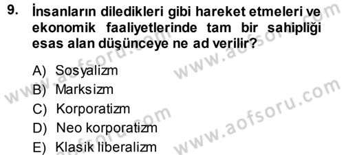 Çalışma İlişkileri Dersi Ara Sınavı Deneme Sınav Soruları 9. Soru