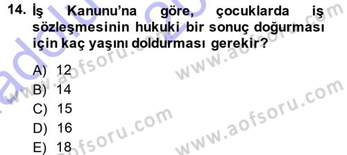 Çalışma İlişkileri Dersi Ara Sınavı Deneme Sınav Soruları 14. Soru