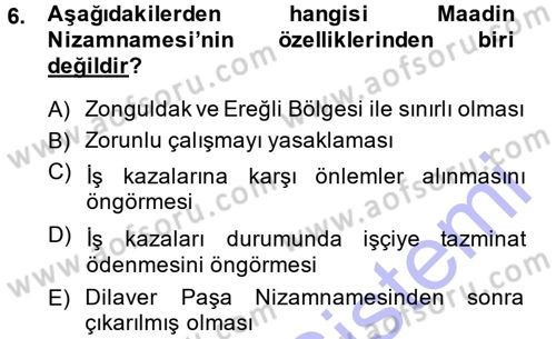 Çalışma İlişkileri Dersi Ara Sınavı Deneme Sınav Soruları 6. Soru