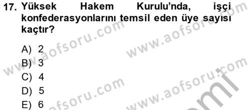 Çalışma İlişkileri Dersi 2014 - 2015 Yılı (Final) Dönem Sonu Sınav Soruları 17. Soru