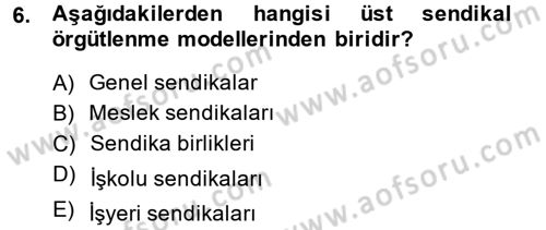 Çalışma İlişkileri Dersi 2014 - 2015 Yılı (Final) Dönem Sonu Sınav Soruları 6. Soru