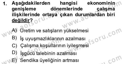 Çalışma İlişkileri Dersi 2014 - 2015 Yılı Tek Ders Sınav Soruları 1. Soru