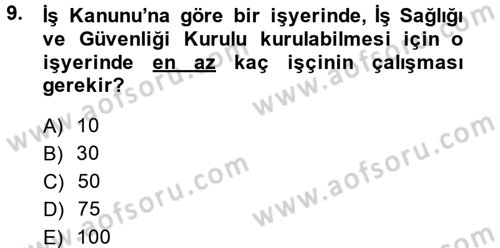 Çalışma İlişkileri Dersi 2014 - 2015 Yılı Tek Ders Sınav Soruları 9. Soru