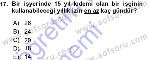 Çalışma İlişkileri Dersi Ara Sınavı Deneme Sınav Soruları 17. Soru
