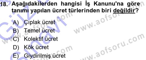 Çalışma İlişkileri Dersi Ara Sınavı Deneme Sınav Soruları 18. Soru