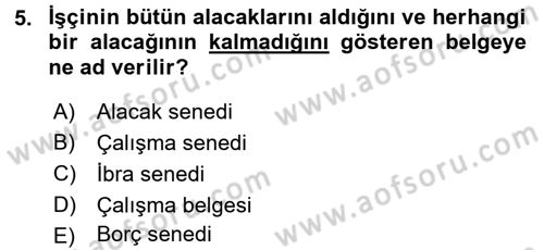 Çalışma İlişkileri Dersi 2015 - 2016 Yılı (Final) Dönem Sonu Sınav Soruları 5. Soru