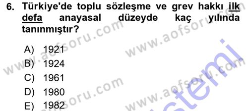Çalışma İlişkileri Dersi 2015 - 2016 Yılı (Final) Dönem Sonu Sınav Soruları 6. Soru