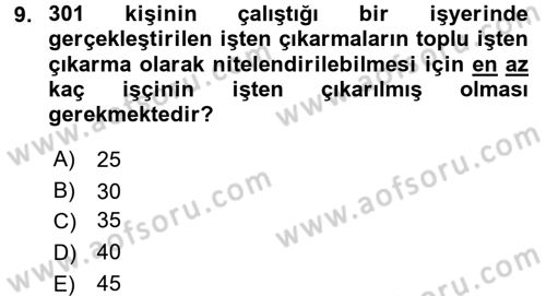 Çalışma İlişkileri Dersi 2015 - 2016 Yılı Tek Ders Sınav Soruları 9. Soru