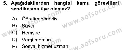 Çalışma İlişkileri Dersi 2016 - 2017 Yılı 3 Ders Sınav Soruları 5. Soru