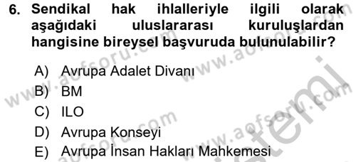 Çalışma İlişkileri Dersi 2016 - 2017 Yılı 3 Ders Sınav Soruları 6. Soru