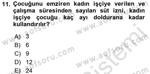 Çalışma İlişkileri Dersi Ara Sınavı Deneme Sınav Soruları 11. Soru