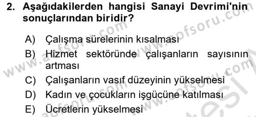 Çalışma İlişkileri Dersi Ara Sınavı Deneme Sınav Soruları 2. Soru