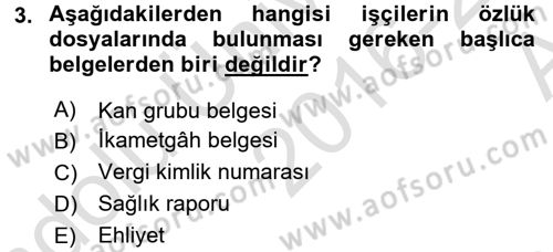 Çalışma İlişkileri Dersi Ara Sınavı Deneme Sınav Soruları 3. Soru