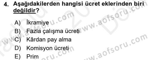 Çalışma İlişkileri Dersi 2016 - 2017 Yılı (Final) Dönem Sonu Sınav Soruları 4. Soru