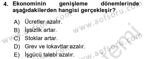 Çalışma İlişkileri Dersi Ara Sınavı Deneme Sınav Soruları 4. Soru