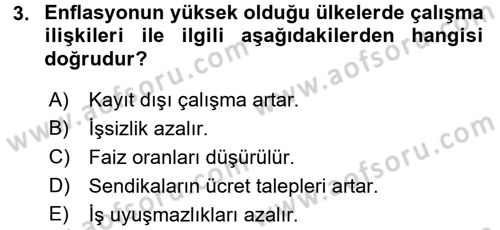 Çalışma İlişkileri Dersi 2017 - 2018 Yılı (Final) Dönem Sonu Sınav Soruları 3. Soru
