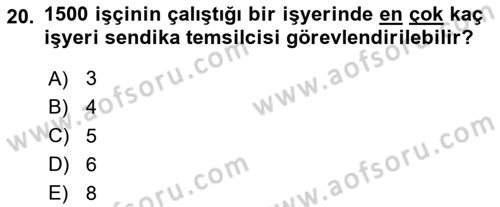 Çalışma İlişkileri Dersi 2020 - 2021 Yılı Yaz Okulu Sınav Soruları 20. Soru