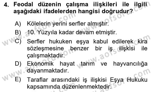 Çalışma İlişkileri Dersi 2020 - 2021 Yılı Yaz Okulu Sınav Soruları 4. Soru
