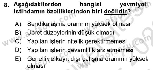 Çalışma İlişkileri Dersi 2021 - 2022 Yılı (Vize) Ara Sınav Soruları 8. Soru