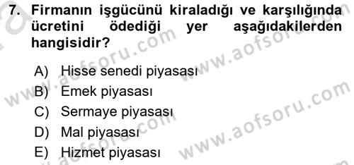 Çalışma İlişkileri Dersi Ara Sınavı Deneme Sınav Soruları 7. Soru