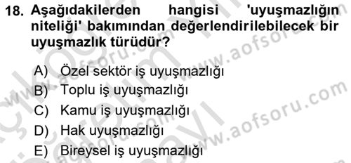 Çalışma İlişkileri Dersi 2022 - 2023 Yılı Yaz Okulu Sınav Soruları 18. Soru