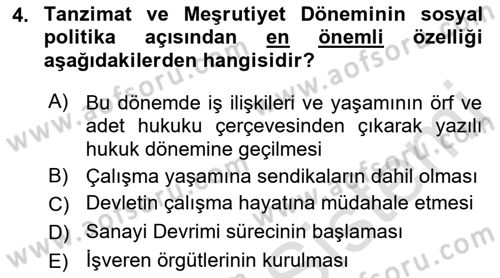 Çalışma İlişkileri Dersi 2022 - 2023 Yılı Yaz Okulu Sınav Soruları 4. Soru