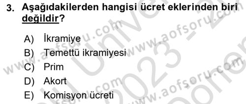 Çalışma İlişkileri Dersi 2023 - 2024 Yılı (Final) Dönem Sonu Sınav Soruları 3. Soru