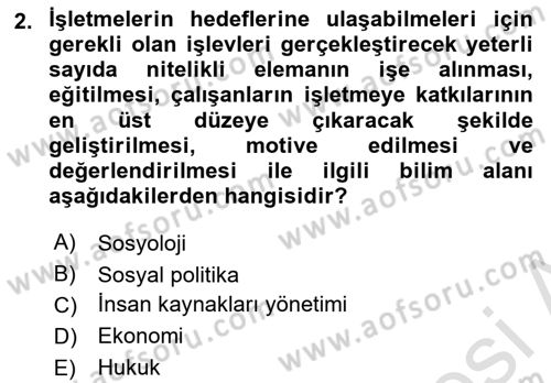 Çalışma İlişkileri Dersi 2024 - 2025 Yılı (Vize) Ara Sınav Soruları 2. Soru