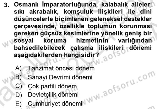 Çalışma İlişkileri Dersi 2024 - 2025 Yılı (Vize) Ara Sınav Soruları 3. Soru