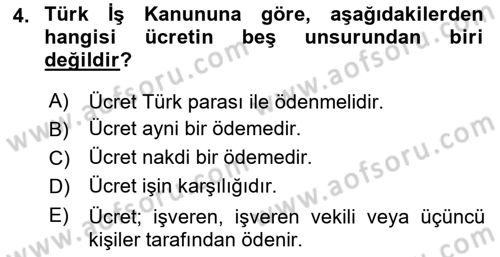 Çalışma İlişkileri Dersi 2024 - 2025 Yılı (Final) Dönem Sonu Sınav Soruları 4. Soru